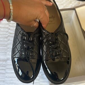 Enna Quilted Oxford AMALFI BY RANGONI Patent Leather Shoes Sneaker